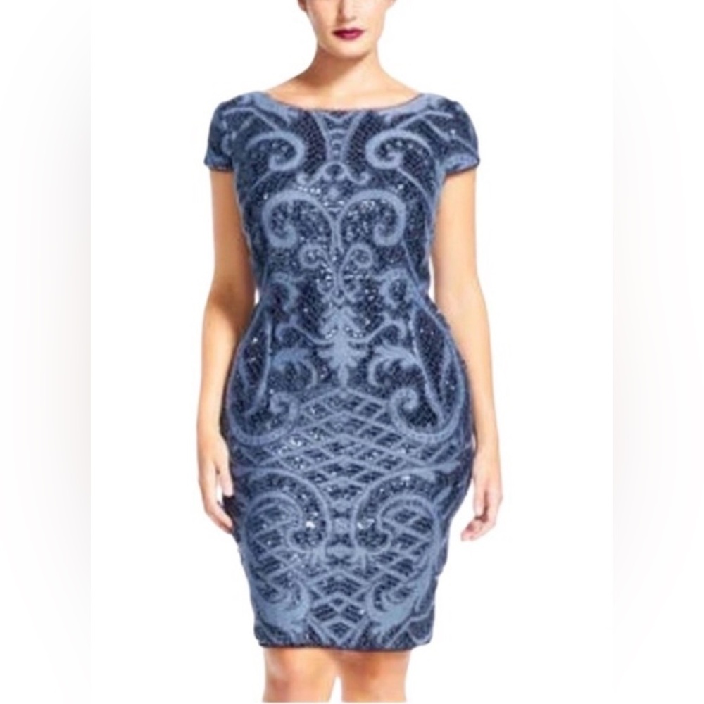 julia jordan Navy Short-Sleeve Midi Dress